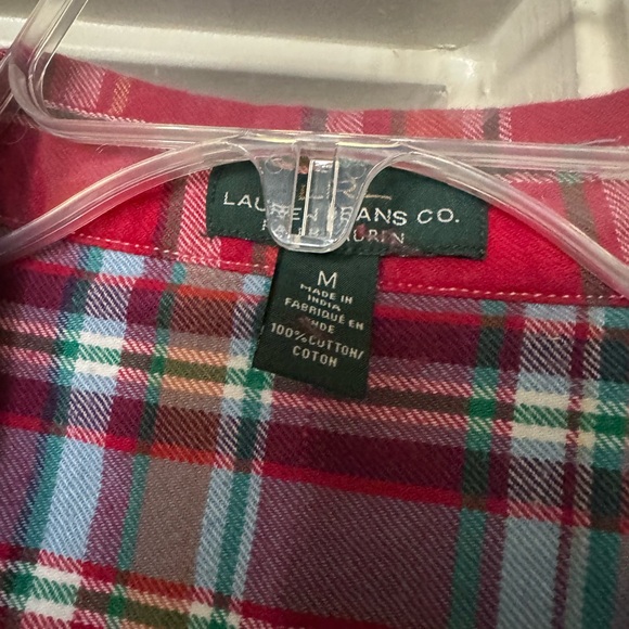 Lauren Ralph Lauren Plaid Button Down Shirt Red Flannel 100% Cotton women’s M - Picture 2 of 5